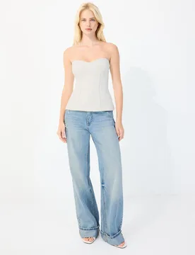 Bandeau mit Herzausschnitt Ecru S - Stradivarius - FashionsVida