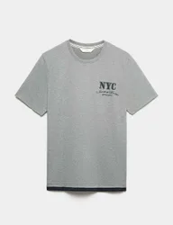 Pure Cotton NYC Graphic Loungewear Top Grey Marl male