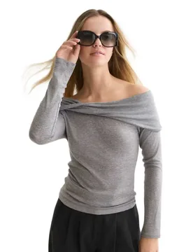 T-shirt à Manches Longues U9b01754t Grey Melange S - Scotch & Soda - FashionsVida