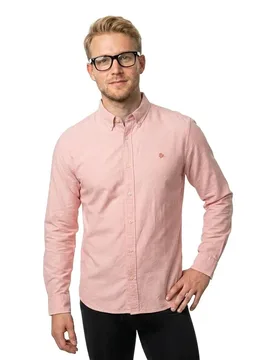 Chemise à Manches Longues Preppy Oxford Peach Amber Pink Chambray L - Superdry - FashionsVida
