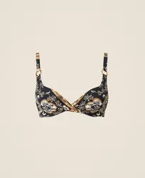 Haut de maillot de bain à armatures avec imprimé et strass