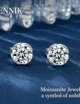 LENNIK S925 Sterling Silver Classic Four Prong D Color Moissanite Stud Earrings Minimalist Office Lady Daily Jewelry for Women - Aliexpress - FashionsVida