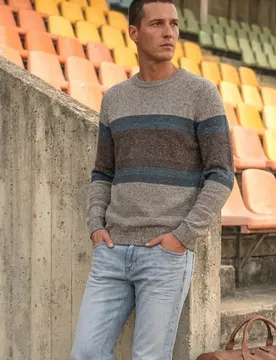Street One Pullover mit Rundhals und Streifenmuster male Beige
