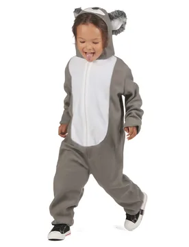 Flauschiges Koala-Kinderkostüm grau-weiß - KARNEVAL-MEGASTORE - FashionsVida