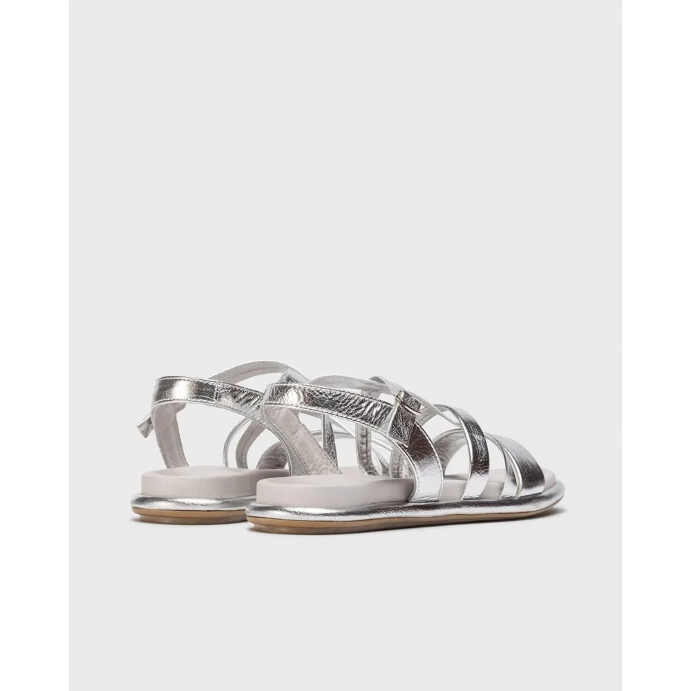 Sandalias planas de mujer de piel vacuna con cierre ajustable - Wonders - FashionsVida