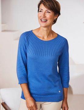 Ripp-Pullover Baumwolle - Blau - female - Size: 44