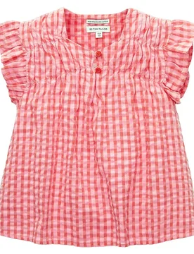 Blouse à Manches Courtes Smocked Pink Check 128-134 cm Fille - Tom tailor - FashionsVida