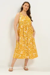 Floral Maxi Dress - Yellow - Size: 34-36