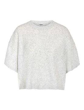 T-Shirt - NMSMILLA S/S CABLE KNIT TOP NOOS - XS bis XL - für Damen - Größe M - grau - Frauen - female