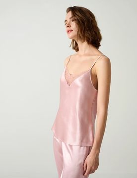 Donna Canotta Pizzo Seta Lucida V Scollo S