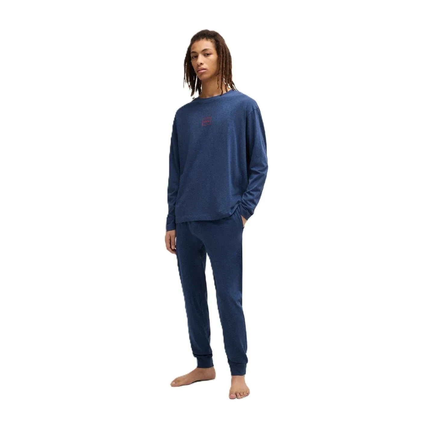 Mens Laze Hooded Solid Patterned Jacket In Dark Blue - Size Large - BOSS - FashionsVida