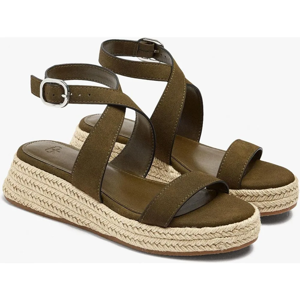 Sandalias de cuña de mujer con tiras y cierre de hebilla - Parfois - FashionsVida