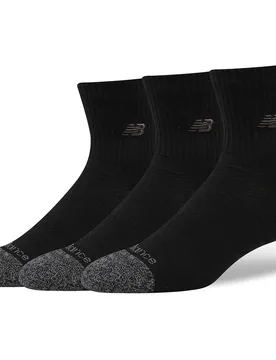 Active Premium Qtr Socks 3 Pairs Black BK UK 7-8.5 Men,Women - New Balance - FashionsVida