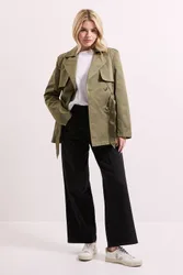 Women's Double Breasted Belted Trench Coat in Khaki Size: 12 - Khaki - Size: 12