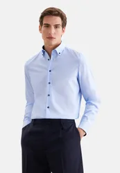 Slim Business Hemd Uni Blau 45
