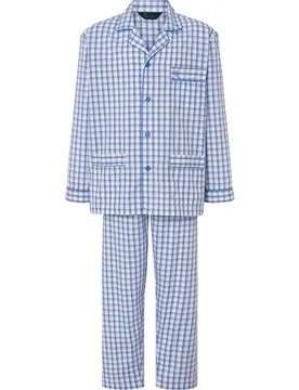 Pijama completo de hombre de tela color azul - El Búho Nocturno - FashionsVida