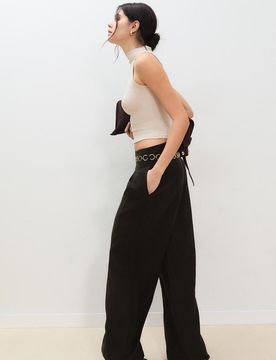 Bundfaltenhose mit Kette Lyocell Braun 34