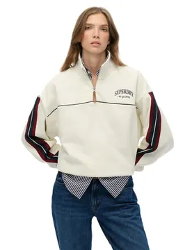 Maglione Con Mezza Zip Country Club Tape Off White L