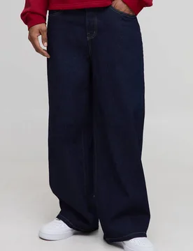 Herren Baggy Rigid Washed Jeans Hosen Indigo Größe 32R - boohooMAN - FashionsVida