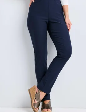 Women's Super Stretchy Pull On Slim Leg Trousers in Navy Size: 22R - Navy - Size: 22R - Cotton Traders - FashionsVida