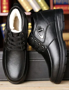 Botas de invierno para hombres, forradas térmicamente, cálidas y cómodas, sin suela, diseño de punta redonda, adecuadas para camping al aire uso c - Shein - FashionsVida