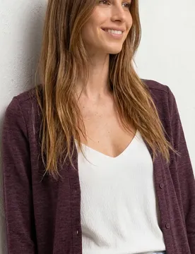Leichte Langarm Jacke in Leinen-Optik female Rot