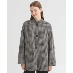 Abrigo de paño de mujer reversible de cuadros