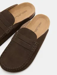 Suede Saddle Loafer Corkbed Mules Brown male