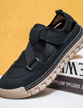 Men's Breathable Summer Sandals Hollow Mesh Outdoor Casual Slip-On Baotou Beach Shoes Fashionable Comfortable Slippers - Aliexpress - FashionsVida