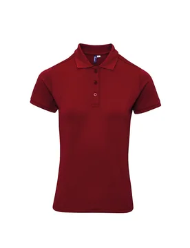 Unisex Womens/ladies Coolchecker Plus Piqu Polo With Coolplus (Burgundy) - Size Medium - Premier - FashionsVida