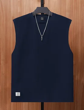 Camiseta sin mangas con parches de letras para hombres, vacaciones, regalos del Día del Padre, fútbol - Shein - FashionsVida