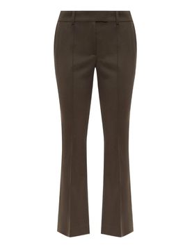 Pantaloni marroni in gabardine di lana