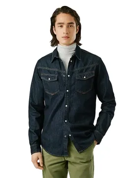 Chemise à Manches Longues Western Regular Denim Denim Rinse S