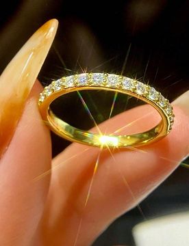 Pieza Anillo de diamante Moissanite de diseño redondo de 4 garras, color D, con destellos, regalo de joyería de compromiso/boda/eternidad/cumpleaño