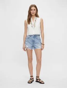 Short vaquero de mujer de tiro medio - Vero Moda - FashionsVida