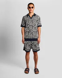 Men's Emblem Ribbed Knitted Shorts in Blue