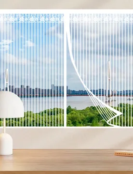 Cortina de mosquitera de verano con cierre magnético automático, a rayas blancas, transpirable, con adsorción magnética invisible, sin necesidad d - Shein - FashionsVida