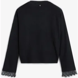 Jersey de mujer de lana con encaje