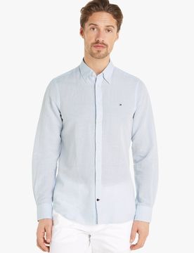 Chemise slim en coton et lin
