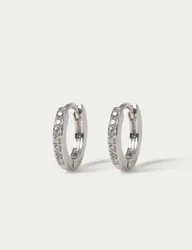Cubic Zirconia Hoop Earrings Silver female