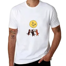 Cats dancing to a giant cheese with face T-Shirt t shirt man cotton essential t shirt T-Shirt