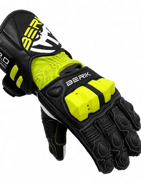Guanti Moto Racing 2.0 In Pelle G-255106 Nero Giallo F taglia XS - Berik - FashionsVida
