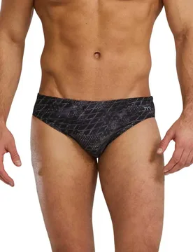 Durafast Elite Etch Swimming Brief Black / Steel 28 Men - TYR - FashionsVida
