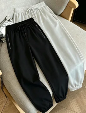 Pantalones jogger de mujer con cintura elástica y cordón, bolsillos laterales con cremallera, pantalones de chándal casuales y deportivos para el u - Shein - FashionsVida