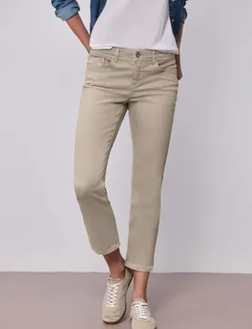 Mid Waist Straight Leg Jeans im Slim Fit female Beige