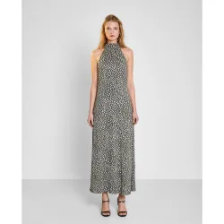 Vestido largo estampado con cuello halter