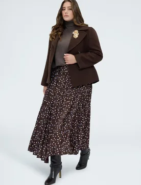Falda larga de lunares en raso plisado - Fiorella Rubino - FashionsVida