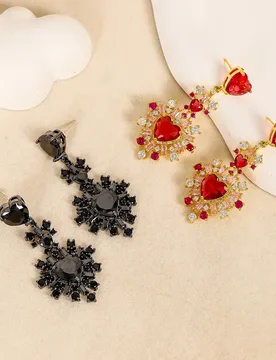 Black red earrings for women sweet jewelry heart pendant earrings - Aliexpress - FashionsVida