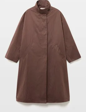 Trench largo liso con cuello chimenea de mujer - Woman Limited El Corte Inglés - FashionsVida