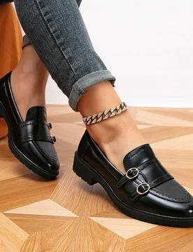 Mocasines planos con hebilla de punta redonda para mujer, zapatos casuales cómodos y vintage, regalo del Día de la Madre para primavera/otoño - Shein - FashionsVida